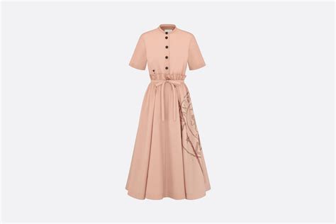 dior kleid rosa|Midikleid mit Schlitz Popelin aus Baumwolle und Seide in Rosa.